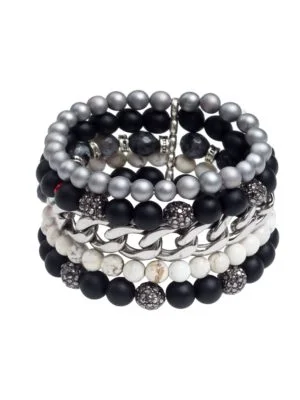 Bracelet avec perles labradorite jet hématite pierres noires, de marque The Cocoonalist