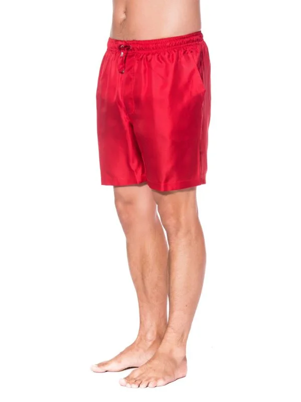 Short soie homme rouge de marque The Cocoonalist, vue de trois quart