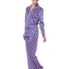 Pyjama soie pour femme mauve avec motifs, de la marque The Cocoonalist
